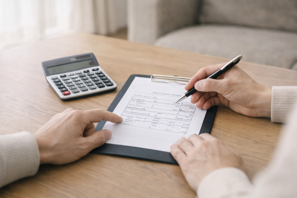 ネズミ駆除の見積もりと費用相場を確認する様子