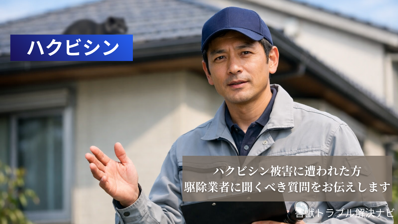 ハクビシン駆除業者が説明する様子