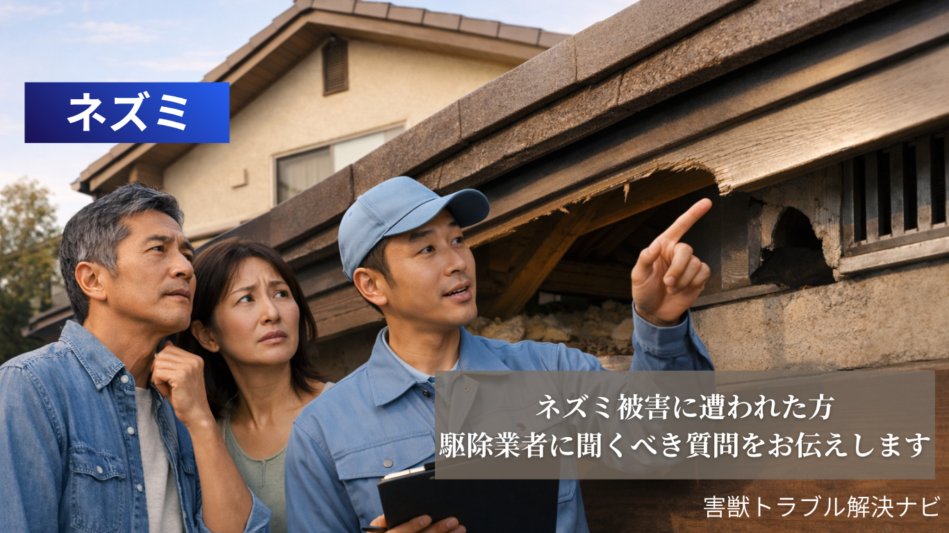 業者に相談するネズミ被害の様子