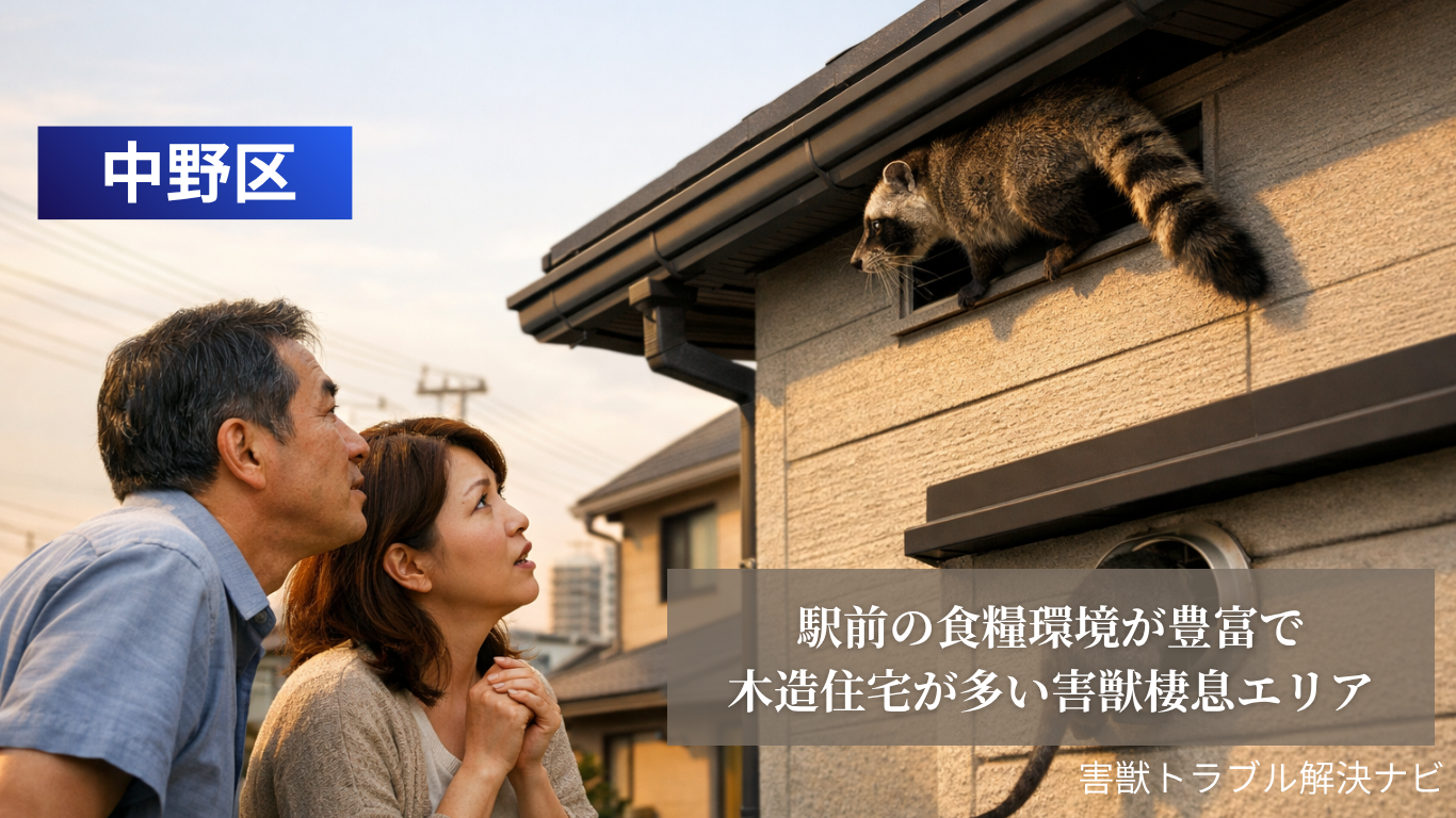 中野区の住宅に侵入する害獣