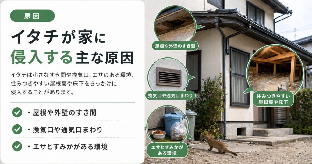 イタチが家に侵入する主な原因