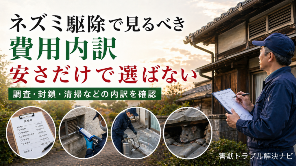 ネズミ駆除で見るべき費用内訳｜安さだけで選ばない