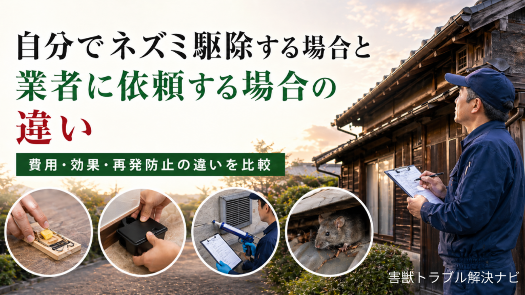 自分でネズミ駆除する場合と業者に依頼する場合の違い