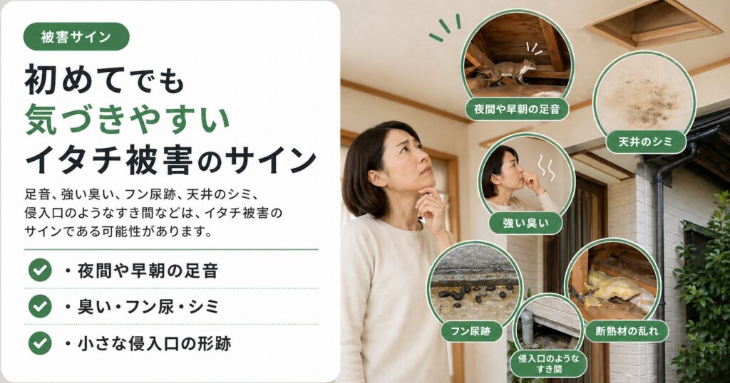 初めてでも気づきやすいイタチ被害のサイン