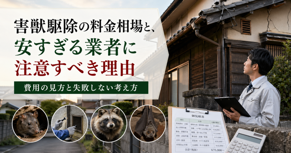 害獣駆除の料金相場と、安すぎる業者に注意すべき理由