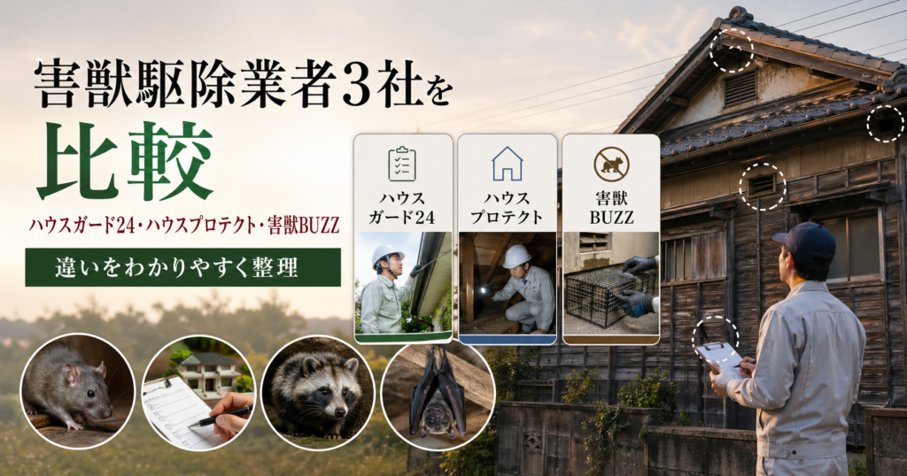 害獣駆除業社3社を比較