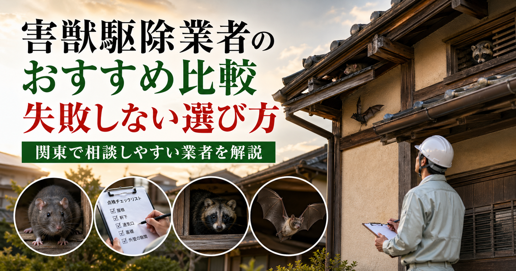 害獣駆除業者おすすめ比較し失敗しない選び方と関東で相談しやすい業者を解説