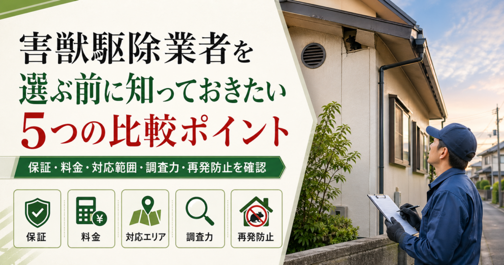 害獣駆除業者を選ぶ前に知っておきたい5つの比較ポイント