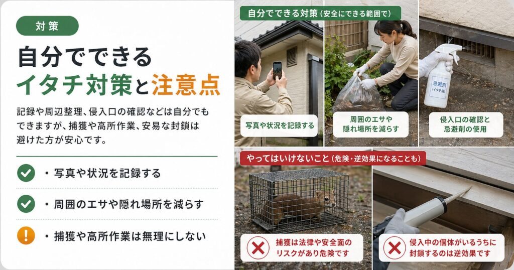 自分でできるイタチ対策と注意点