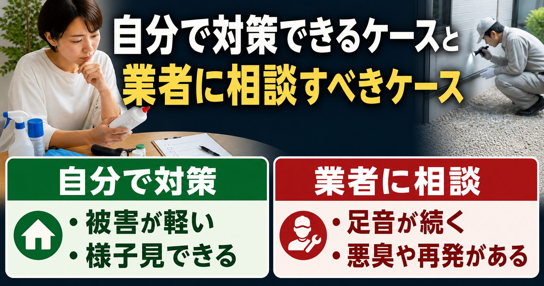 害獣駆除を自分で対策する場合と業者に相談する場合