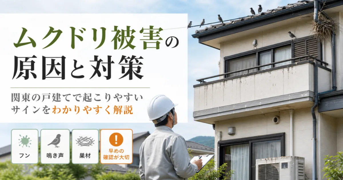関東の戸建て住宅で起こるムクドリ被害の原因と対策を解説するアイキャッチ画像